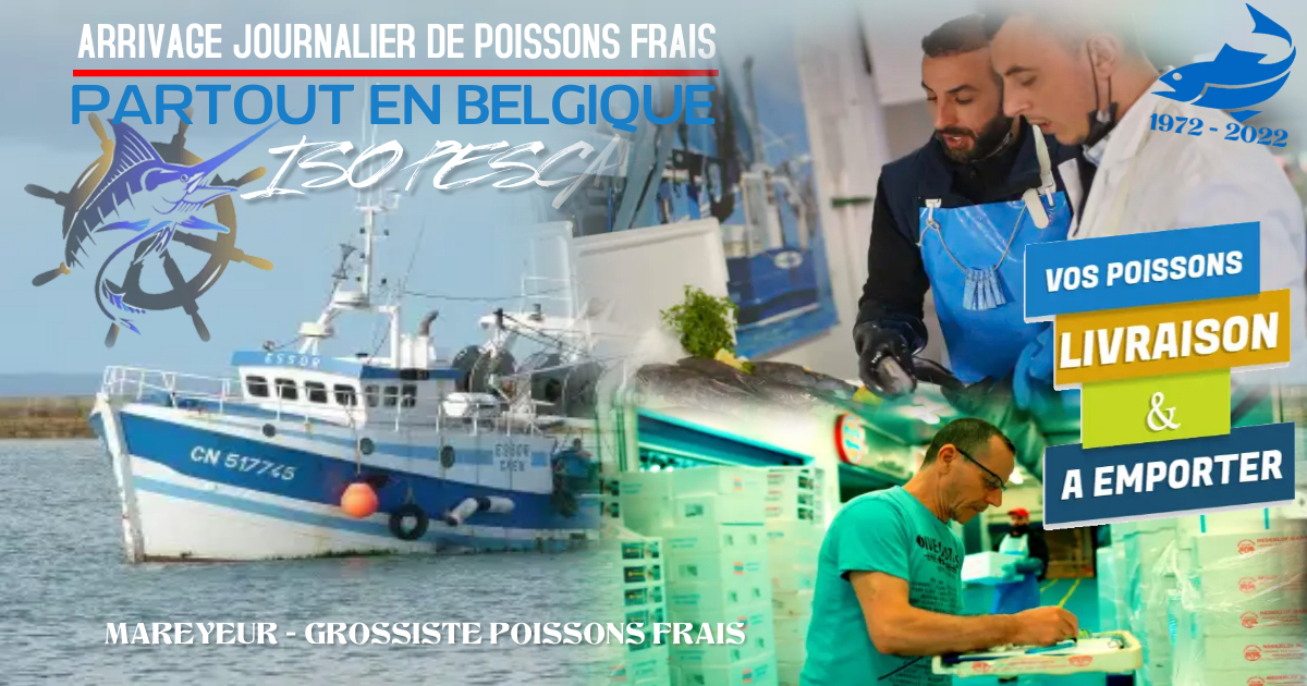 ISO PESCA Mareyeur - Poissonnerie en ligne, vente de poisson frais livré en 2h Bruxelles - 24h Belgique